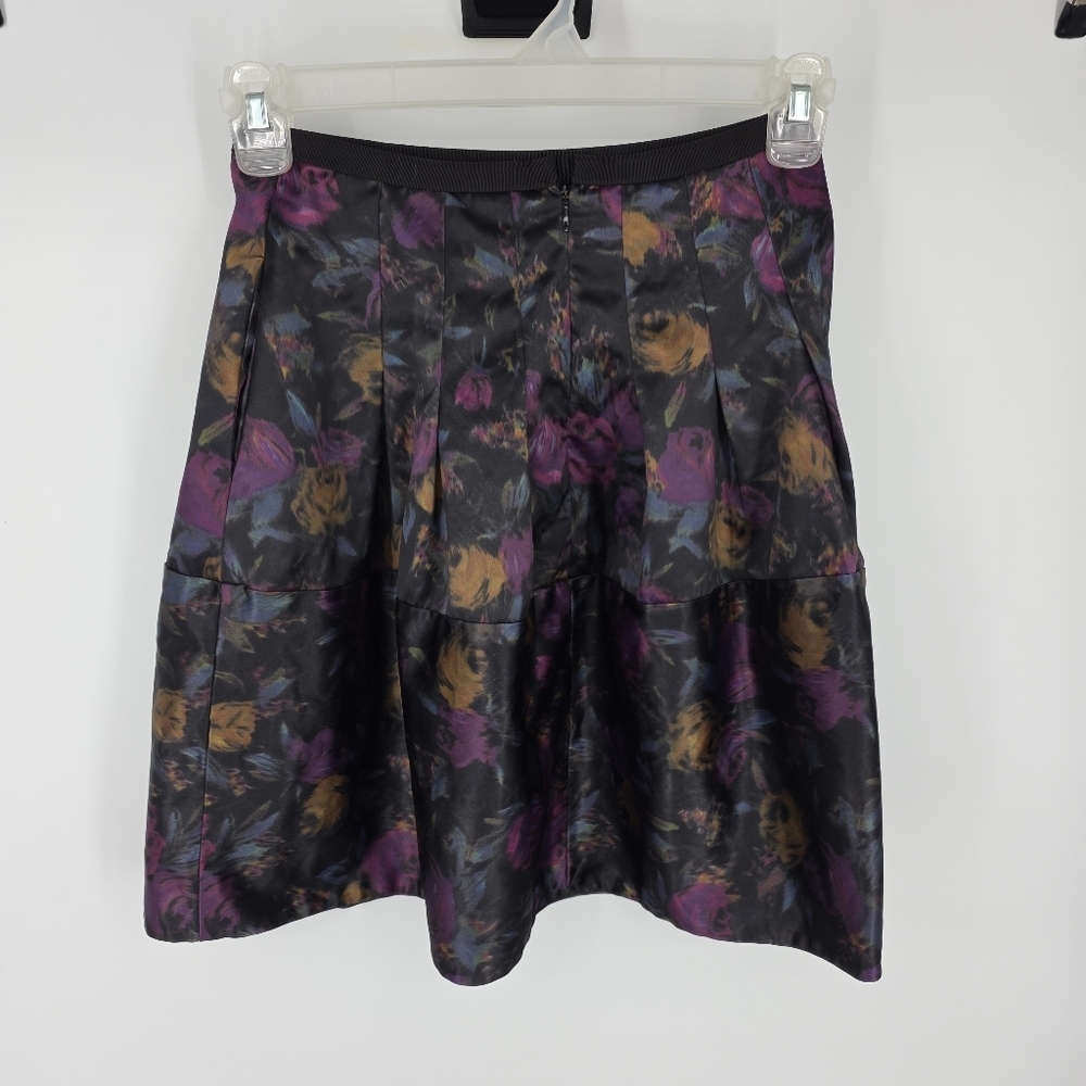 The Limited Floral Pleated A-Line Skirt Size 0 Jewel Tone